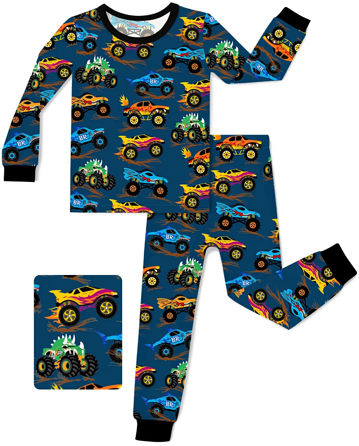 Monster Drive Long Two-Piece Pajama Set, monster drive two piece pajama set main