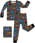 Monster Truck Long Two-Piece Pajama Set, monster truck two piece pajama set main