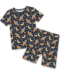 Moonlit Voyage Short Two-Piece Pajama Set, moonlit voyage short two piece pajama set flat lay