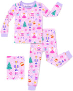 Nutcracker Fairy long-sleeve top and matching pants with lavender trim, laid flat on white.