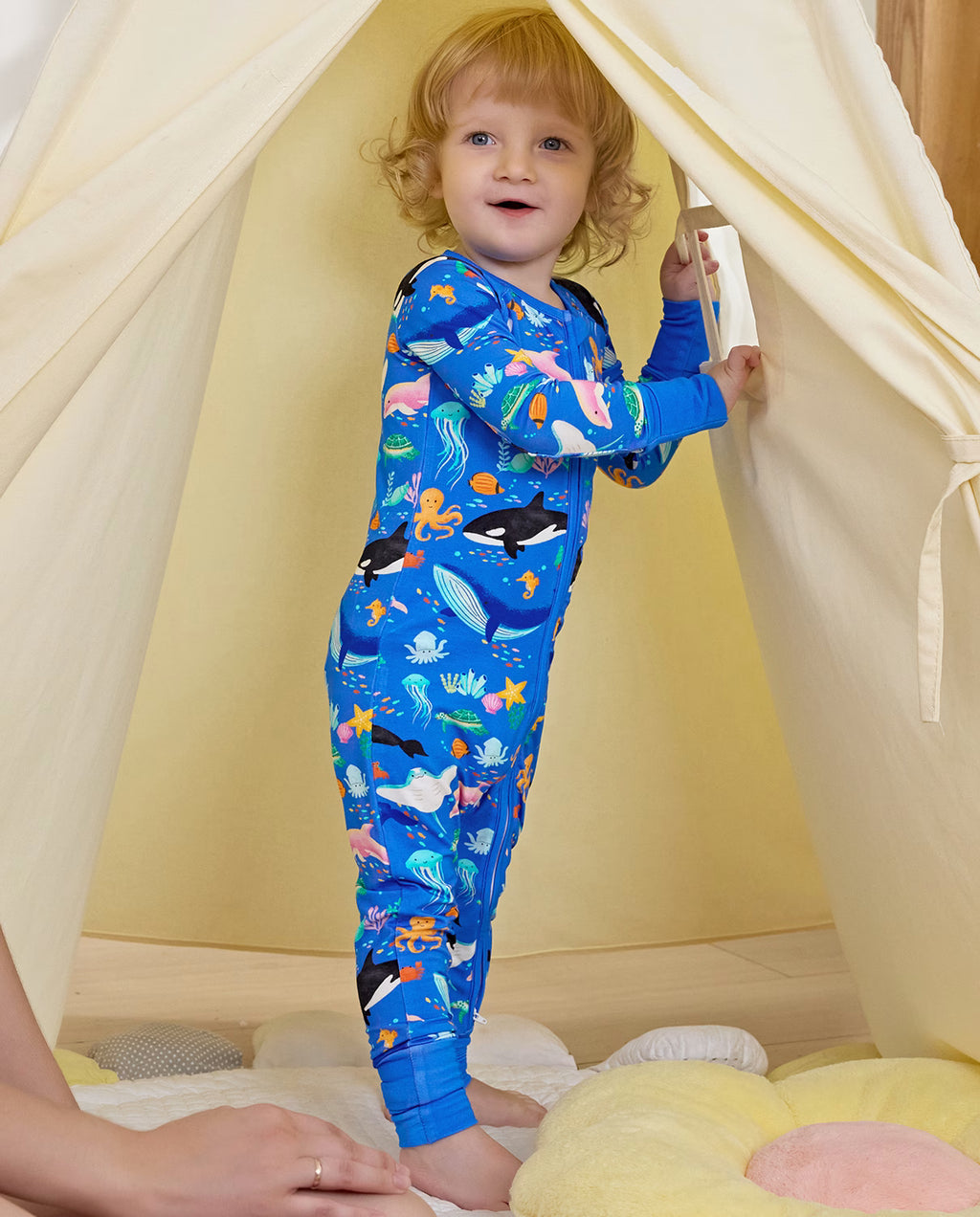 Ocean Friends Bamboo Zippy, ocean friends bamboo zippy lifestyle toddler playing tent 06