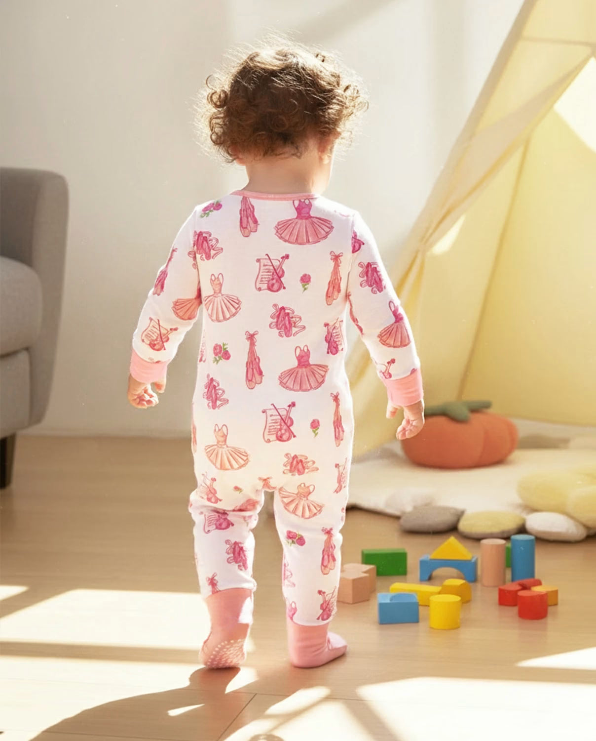 Pink Ballet Bamboo Zippy, pink ballet bamboo zippy back view