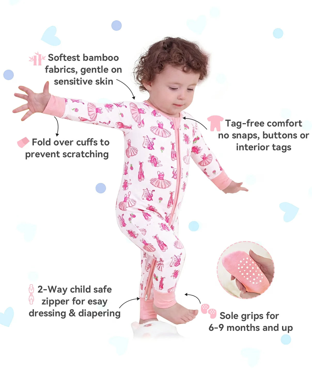 Pink Ballet Bamboo Zippy, pink ballet bamboo zippy features