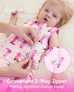 Pink Cowgirl Bamboo Baby Sleep Sack, pink cowgirl bamboo baby sleep sack 05 two way zipper closeup