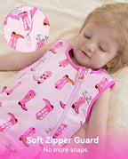 Pink Cowgirl Bamboo Baby Sleep Sack, pink cowgirl bamboo baby sleep sack 06 soft zipper guard closeup
