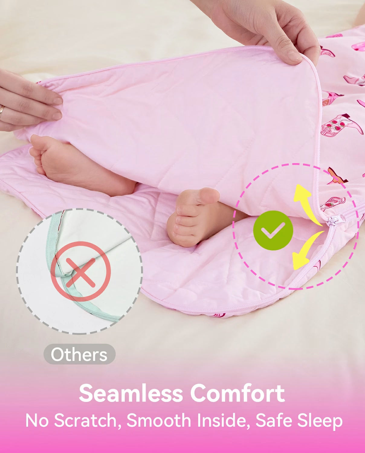 Pink Cowgirl Bamboo Baby Sleep Sack, pink cowgirl bamboo baby sleep sack 07 seamless comfort smooth inside