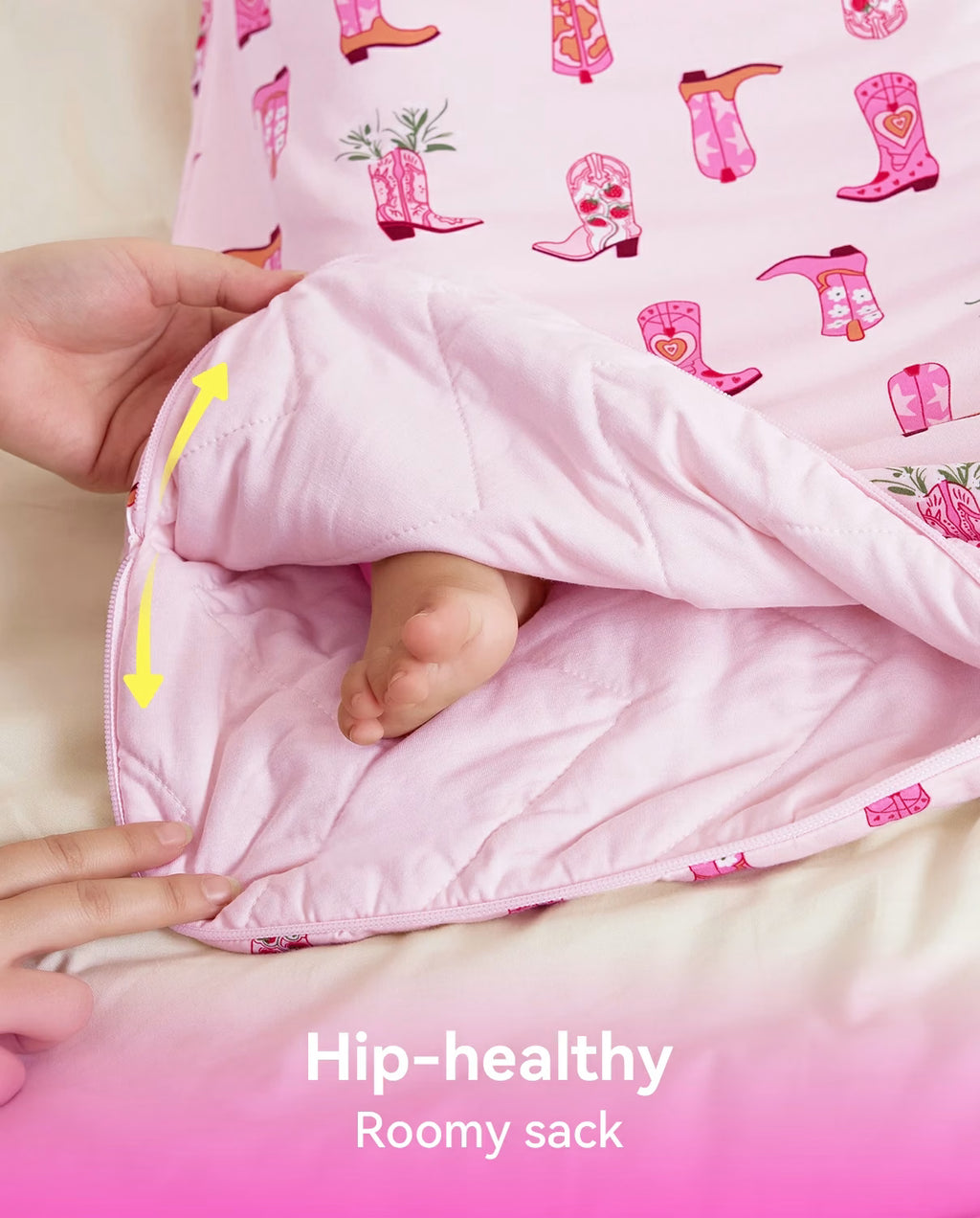 Pink Cowgirl Bamboo Baby Sleep Sack, pink cowgirl bamboo baby sleep sack 08 hip healthy roomy design