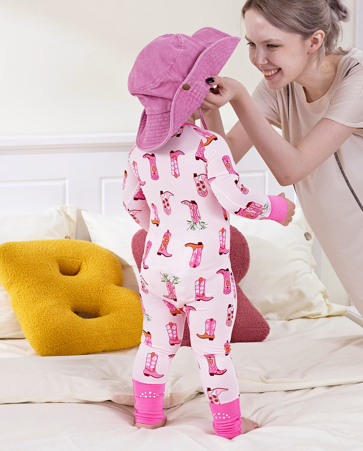 Pink Cowgirl Bamboo Zippy, pink cowgirl bamboo zippy 05 lifestyle back view standing