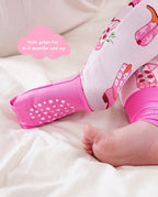 Pink Cowgirl Bamboo Zippy, pink cowgirl bamboo zippy 07 detail sole grips callout