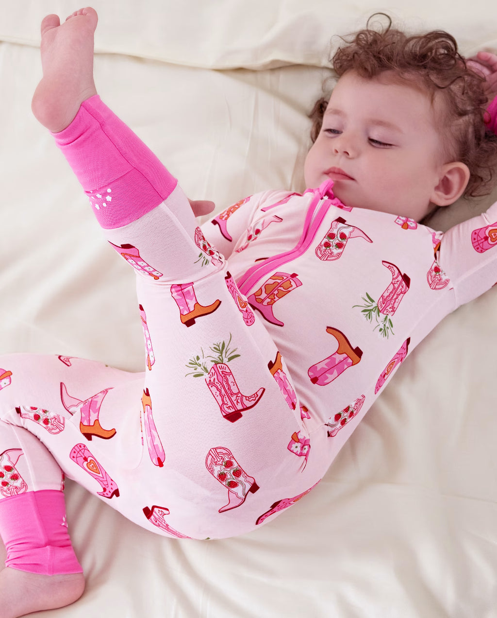 Pink Cowgirl Bamboo Zippy, pink cowgirl bamboo zippy 08 lifestyle lounging kicking