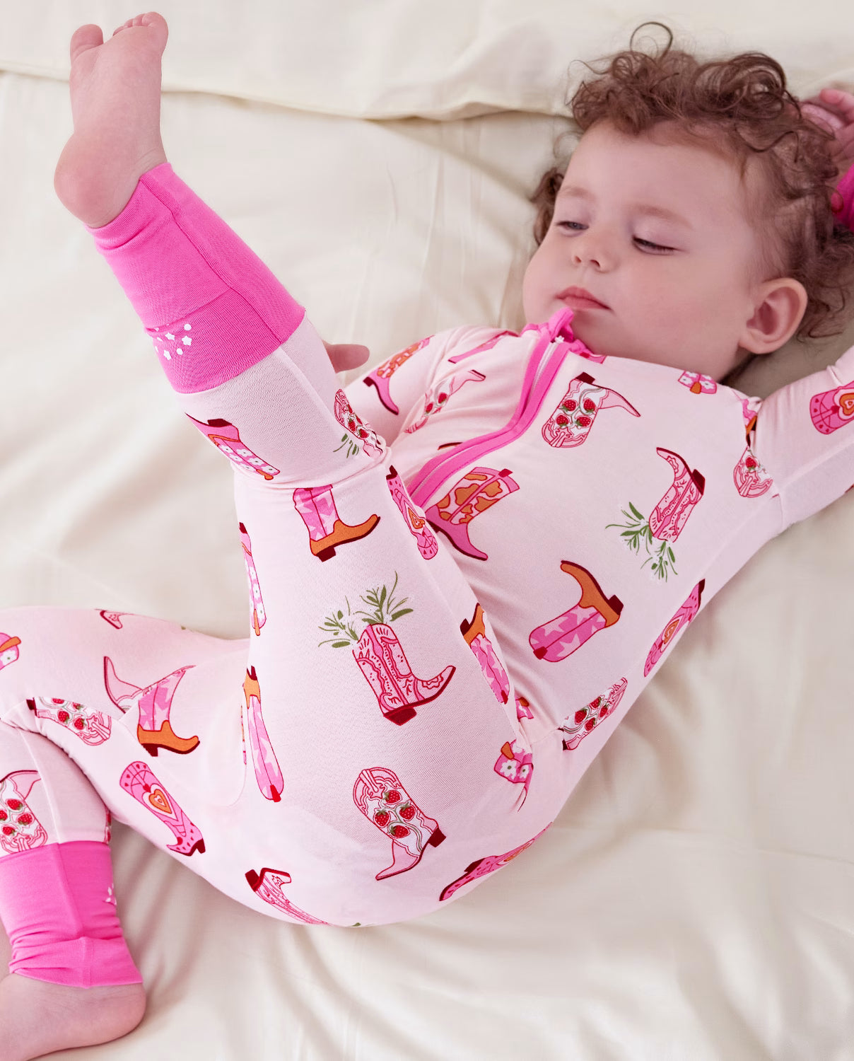 Pink Cowgirl Bamboo Zippy, pink cowgirl bamboo zippy 08 lifestyle lounging kicking