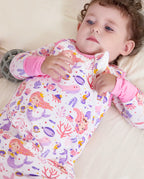 Pink Mermaid Bamboo Baby Sleep Sack, pink mermaid bamboo baby sleep sack 09 lifestyle zipper guard open