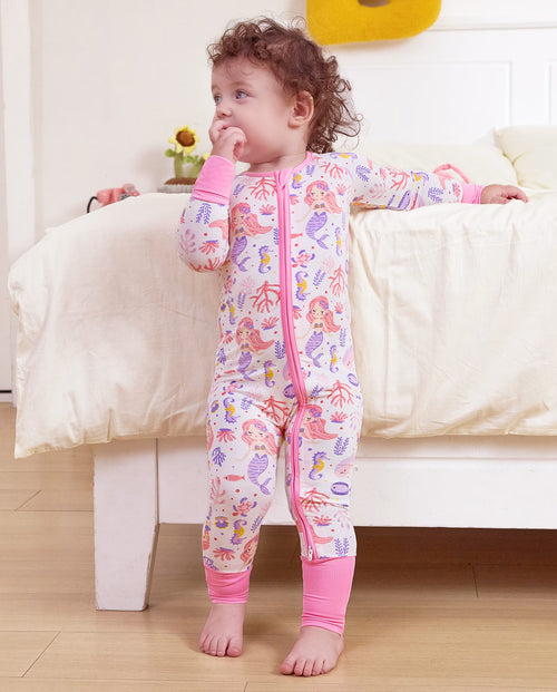 Pink Mermaid Bamboo Zippy, pink mermaid bamboo zippy 01 lifestyle standing bed