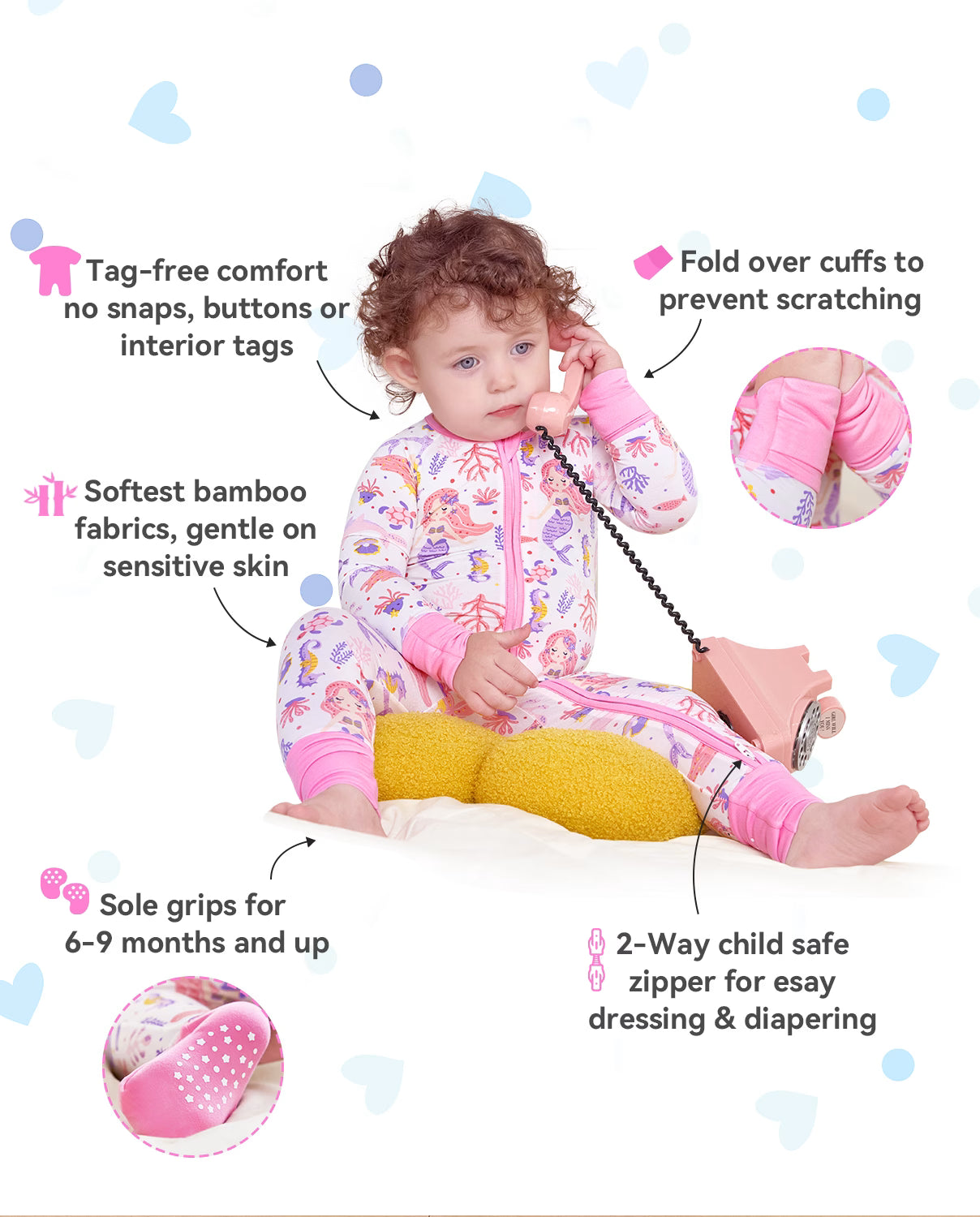 Pink Mermaid Bamboo Zippy, pink mermaid bamboo zippy 02 features infographic