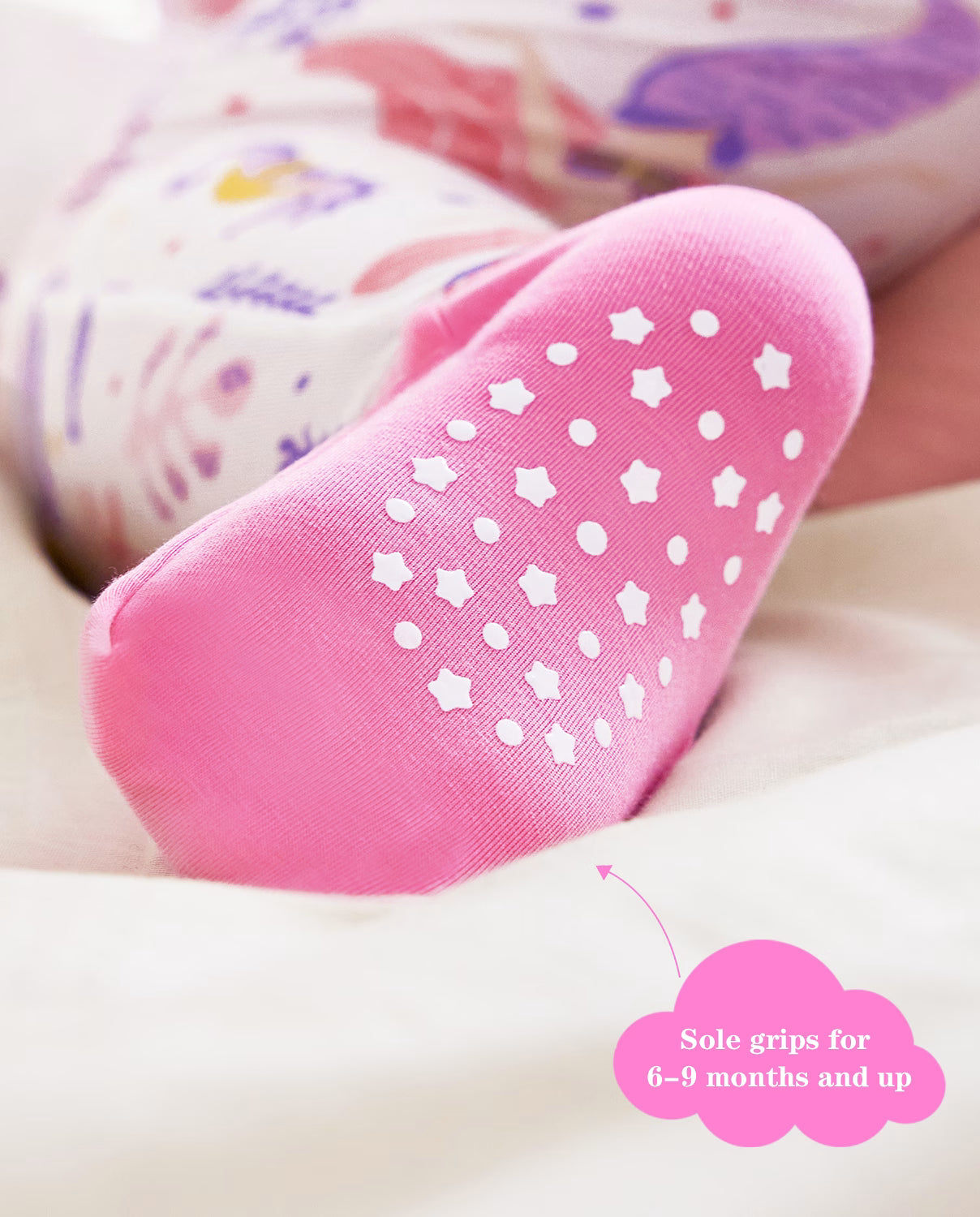 Pink Mermaid Bamboo Zippy, pink mermaid bamboo zippy 04 detail sole grips
