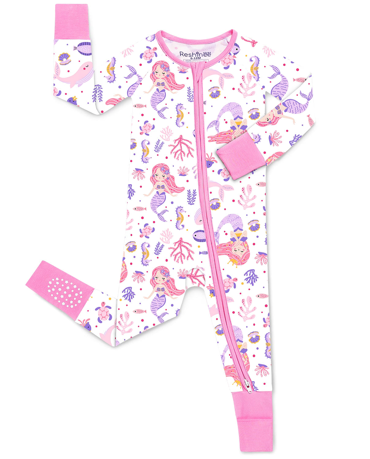 Pink Mermaid Bamboo Zippy, pink mermaid bamboo zippy front