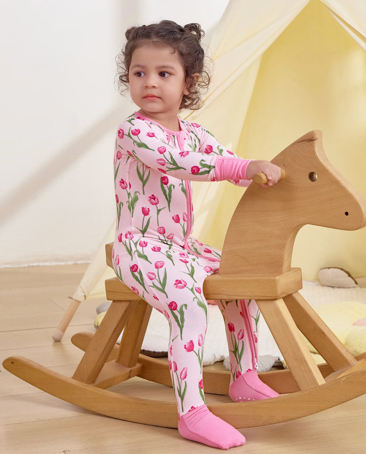 Pink Tulip Bamboo Zippy, pink tulip bamboo zippy 07 lifestyle rocking horse side