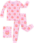 Pumpkin Bows long-sleeve top and matching pants, laid flat on white.