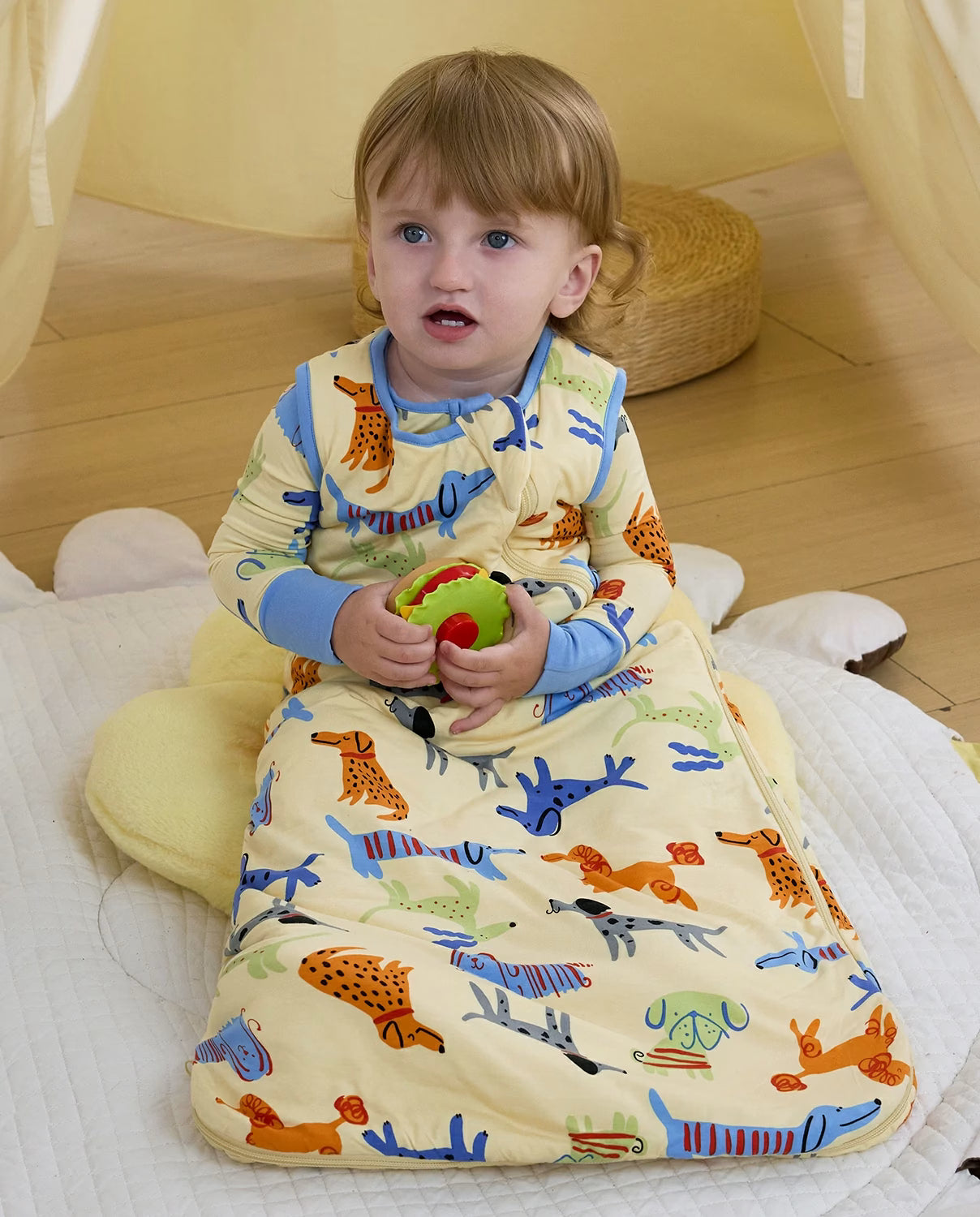 Puppy Bliss Bamboo Baby Sleep Sack, puppy bliss bamboo baby sleep sack sitting play