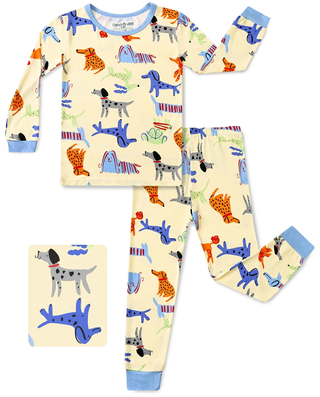 Puppy Bliss Long Two-Piece Pajama Set, puppy bliss two piece pajama set main
