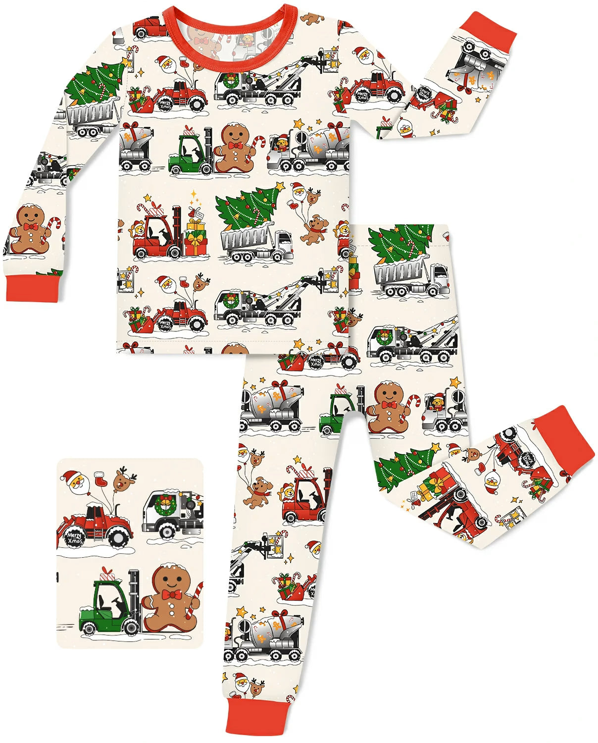 Santa Express Long Two-Piece Pajama Set, santa express two piece pajama set main