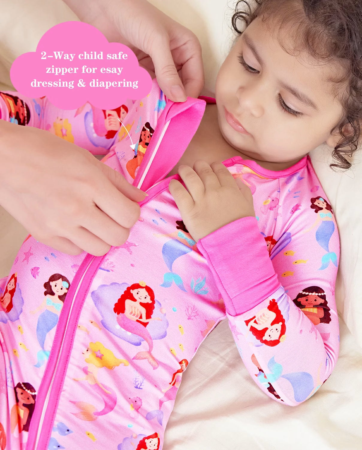 Seashell Kiss Bamboo Zippy, seashell kiss bamboo zippy 2 way zipper closeup