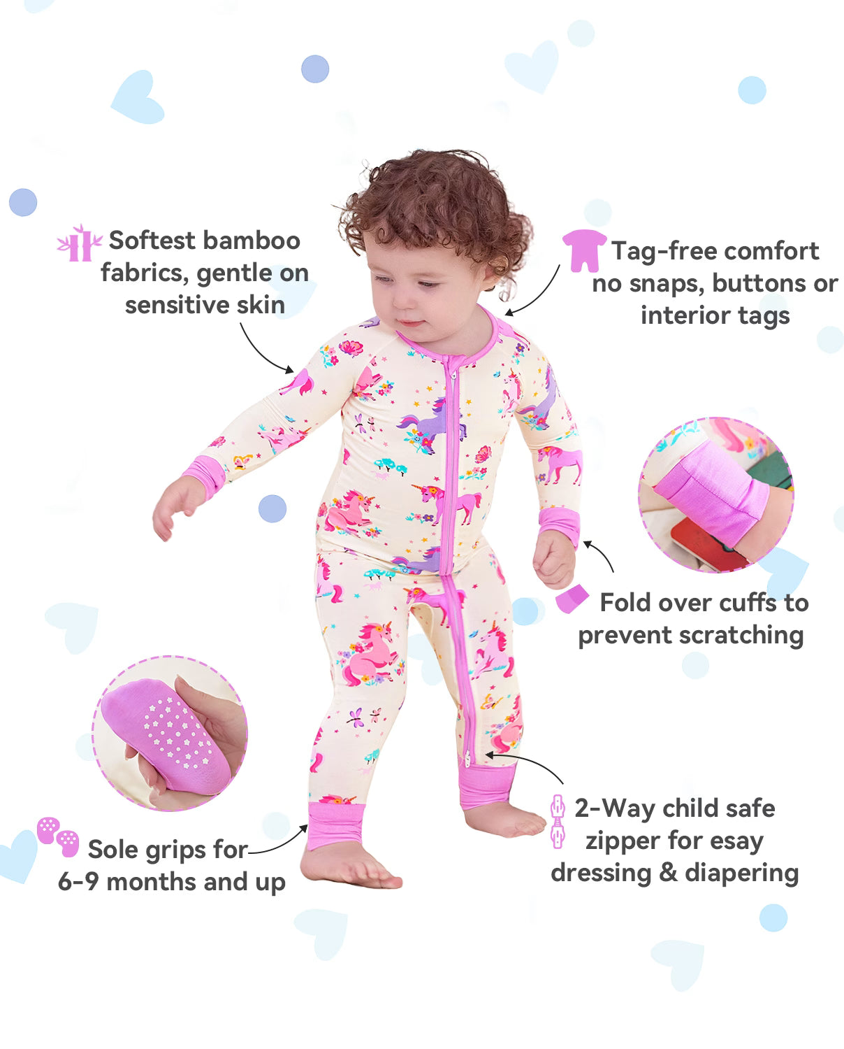 Sunny Sprouts Bamboo Zippy, sunny sprouts bamboo zippy 02 features infographic 2way zip grips mittens