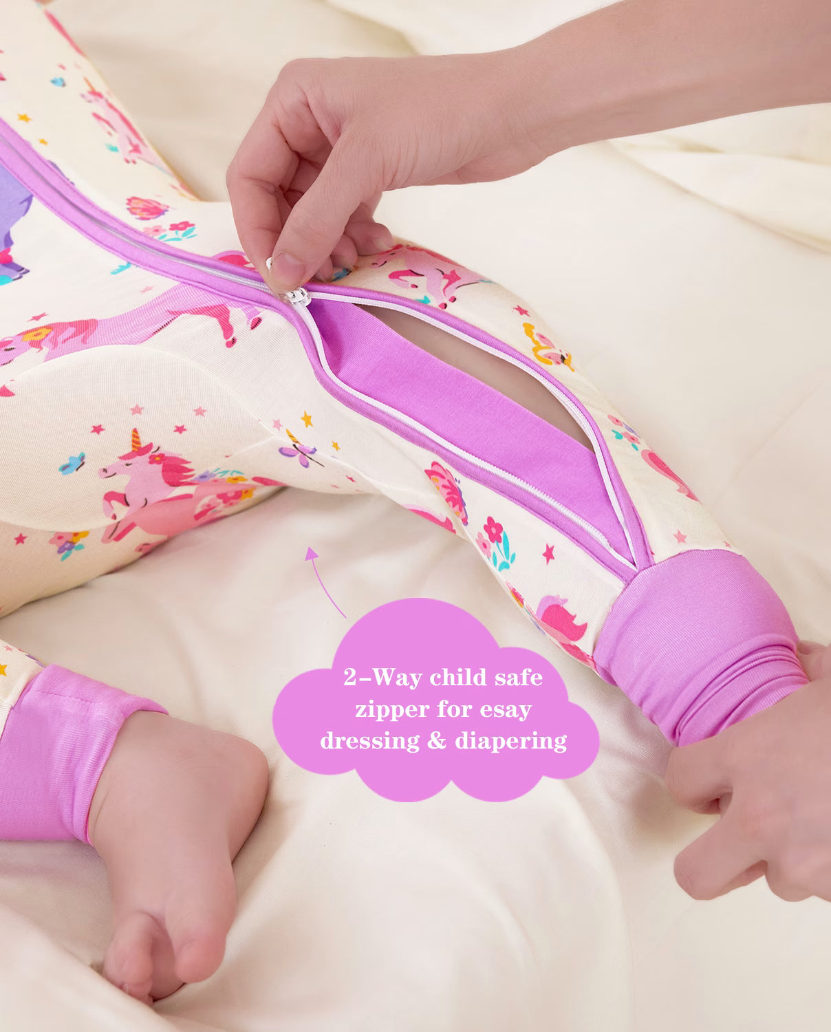 Sunny Sprouts Bamboo Zippy, sunny sprouts bamboo zippy 03 detail two way zipper diaper change