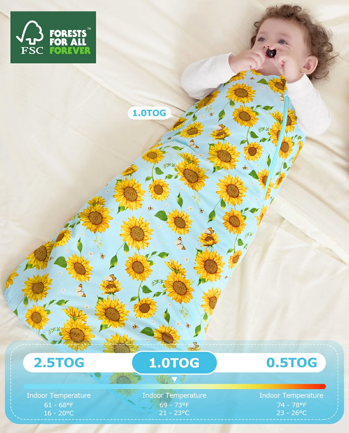 Sunshine Sprout Bamboo Baby Sleep Sack, sunshine sprout bamboo baby sleep sack 03 1 0 tog temperature guide