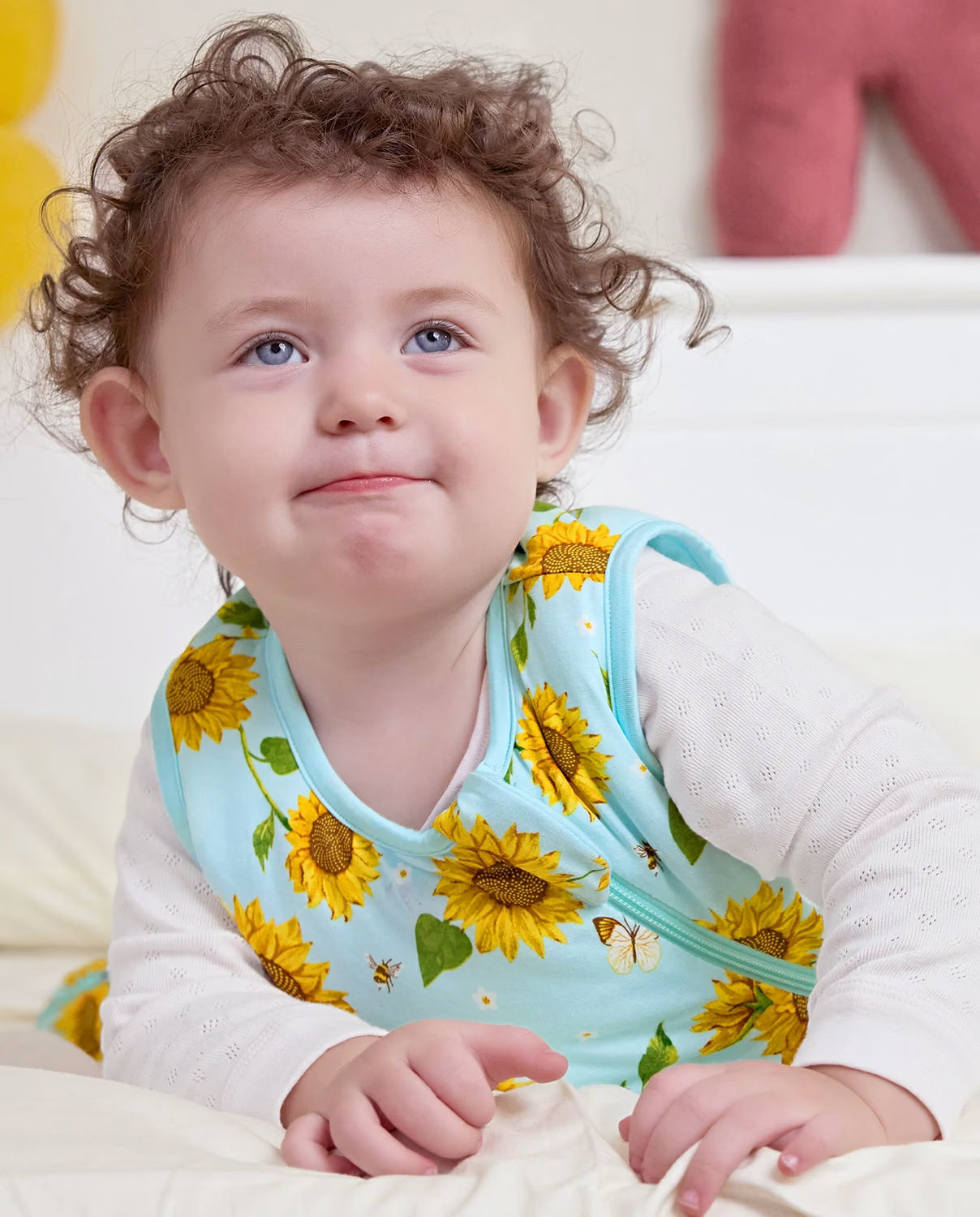 Sunshine Sprout Bamboo Baby Sleep Sack, sunshine sprout bamboo baby sleep sack 11 closeup lifestyle