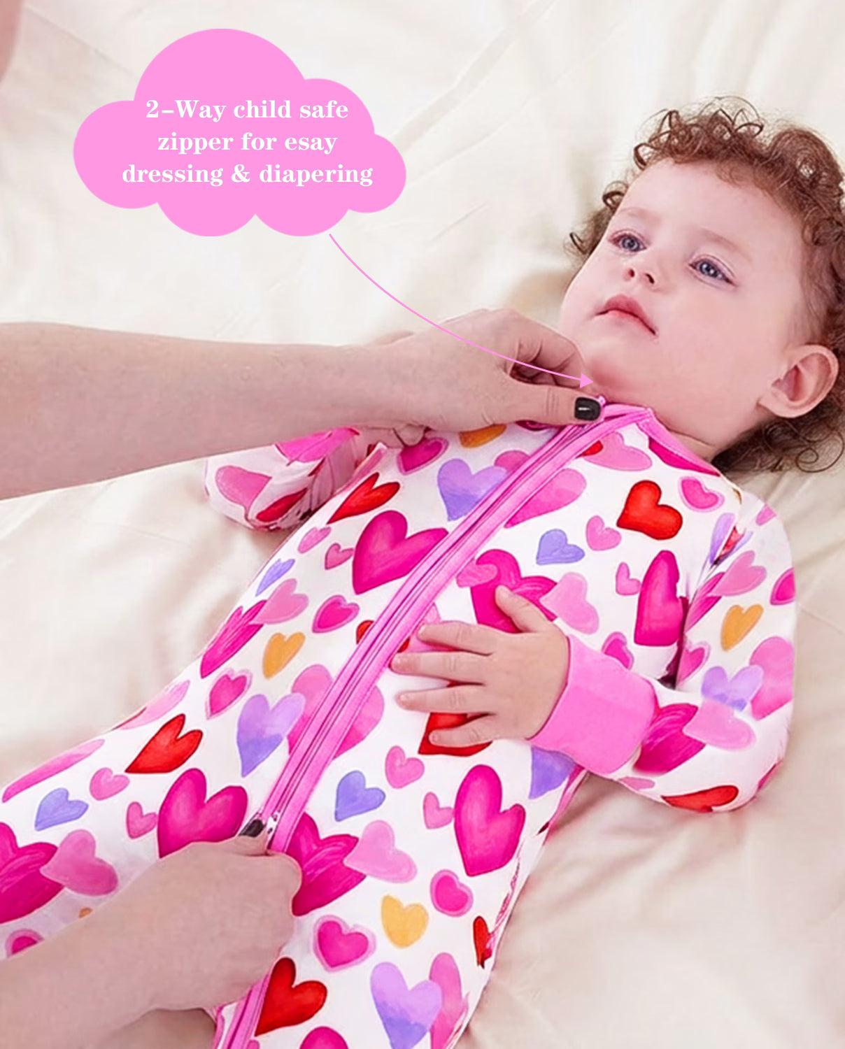 Sweetheart Confetti Bamboo Zippy, sweetheart confetti bamboo zippy 03 lifestyle lying zipper detail