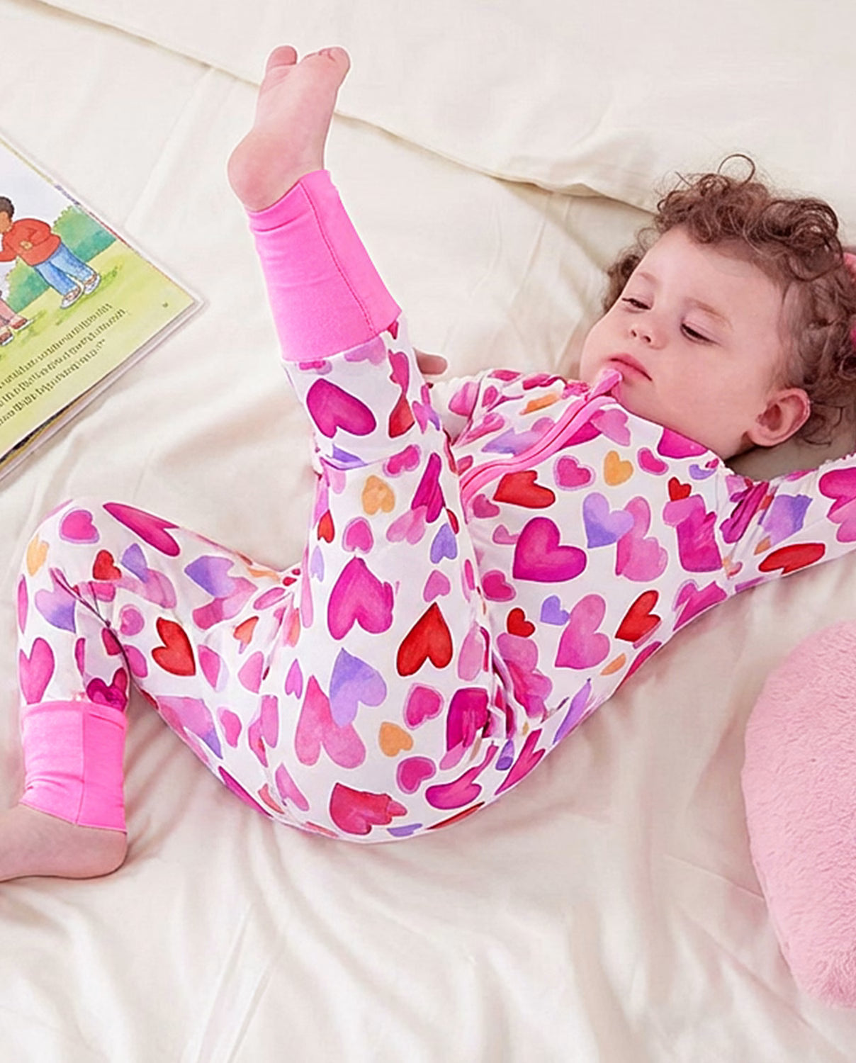 Sweetheart Confetti Bamboo Zippy, sweetheart confetti bamboo zippy 05 lifestyle lounging stretch