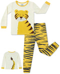 Tiger Long Two-Piece Pajama Set, tiger yellow two piece pajama set main