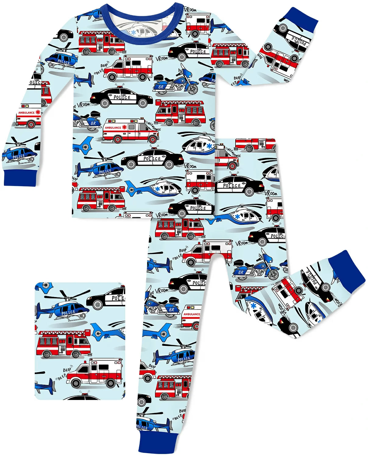 Tiny Responders Long Two-Piece Pajama Set, tiny responders two piece pajama set main