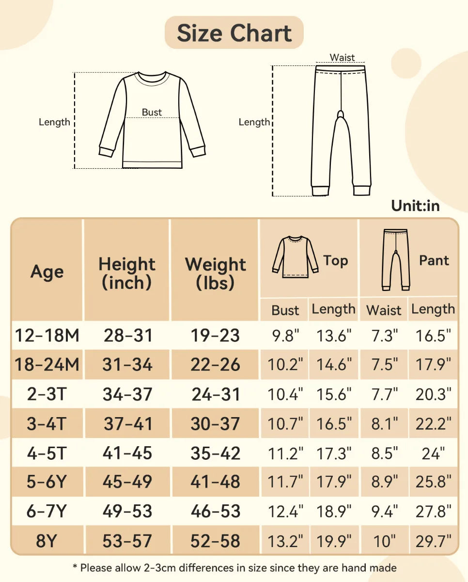 Createe Cozee size chart