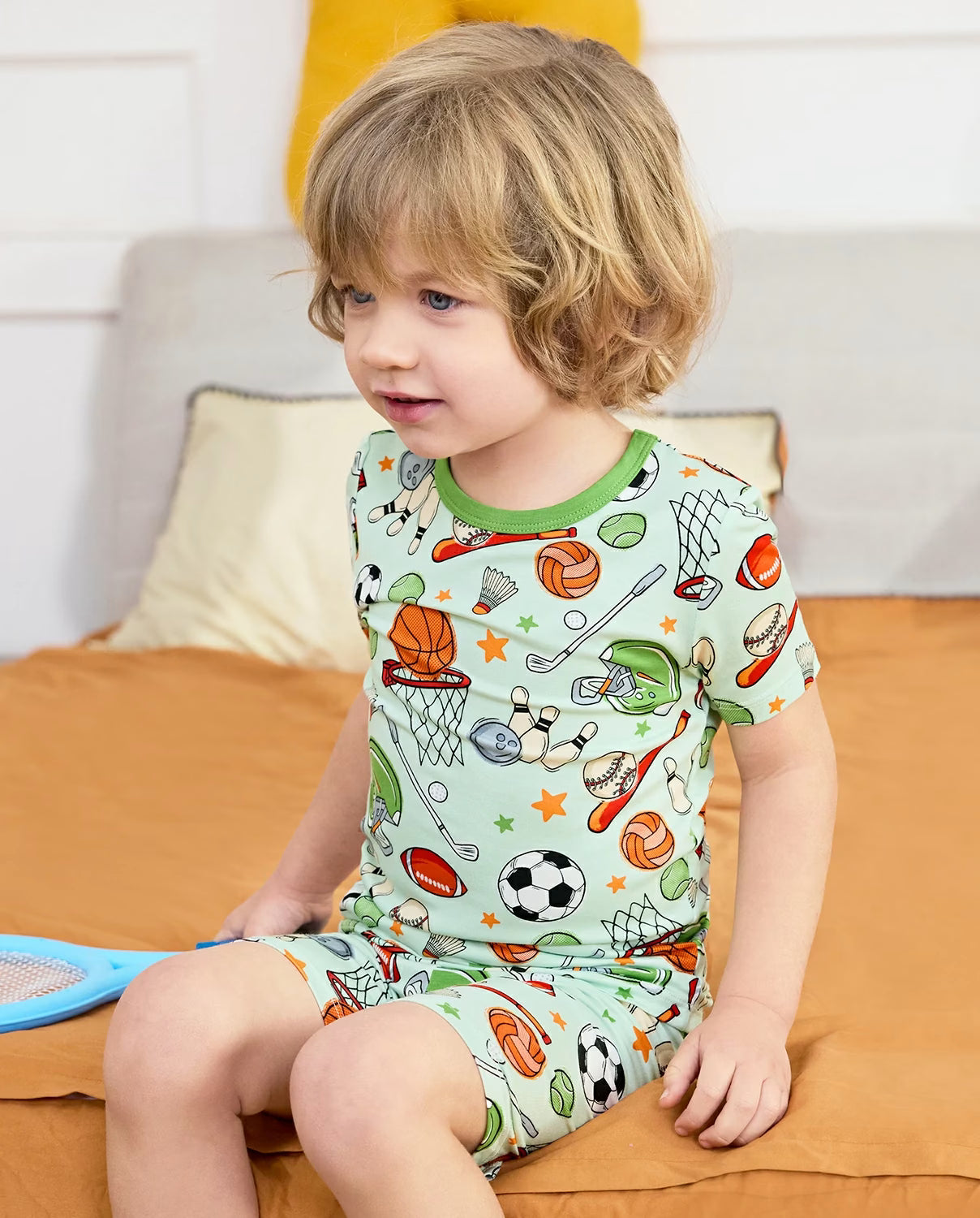Ball Buddies Short Two-Piece Pajama Set, ball buddies bamboo short two piece pjs lifestyle 06