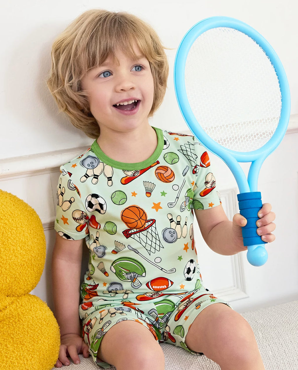 Ball Buddies Short Two-Piece Pajama Set, ball buddies bamboo short two piece pjs lifestyle 08