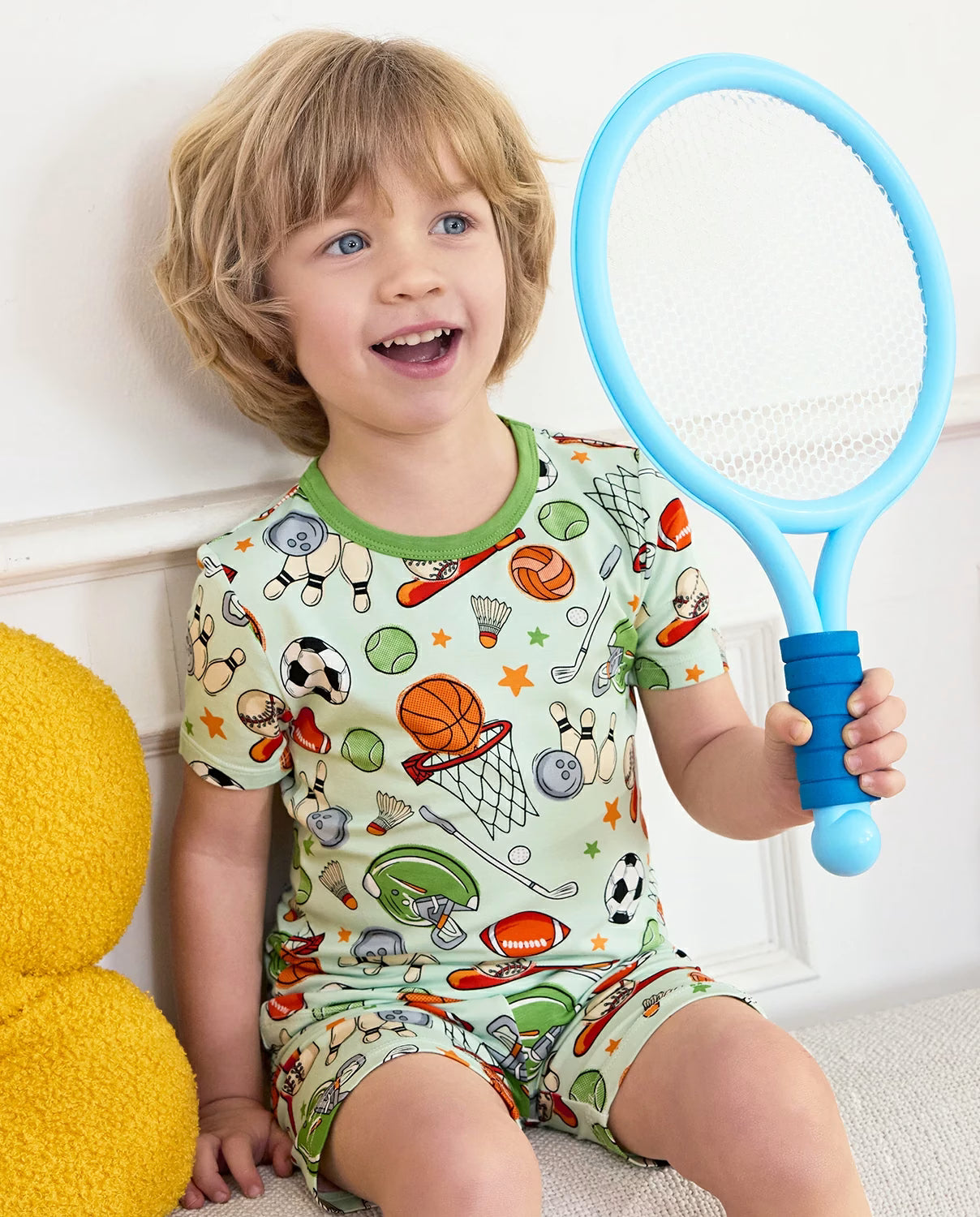 Ball Buddies Short Two-Piece Pajama Set, ball buddies bamboo short two piece pjs lifestyle 08