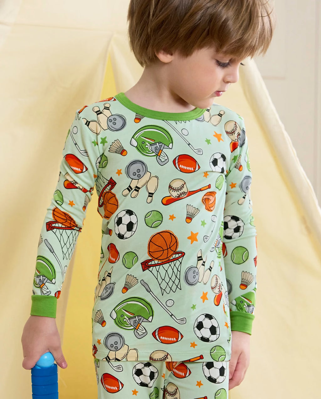 Ball Buddies Long Two-Piece Pajama Set, ball buddies club bamboo two piece pjs lifestyle 1