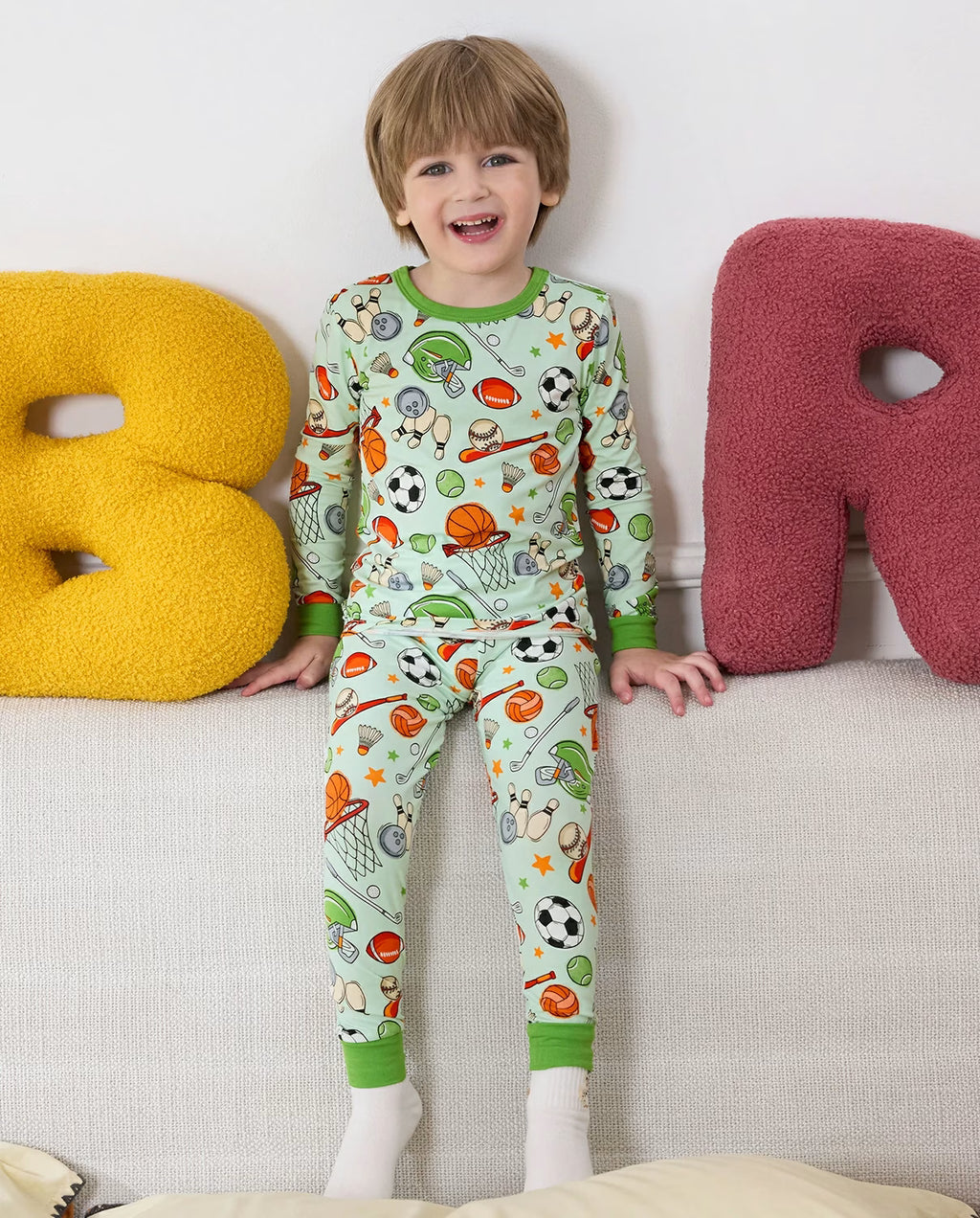 Ball Buddies Long Two-Piece Pajama Set, ball buddies club bamboo two piece pjs lifestyle 8