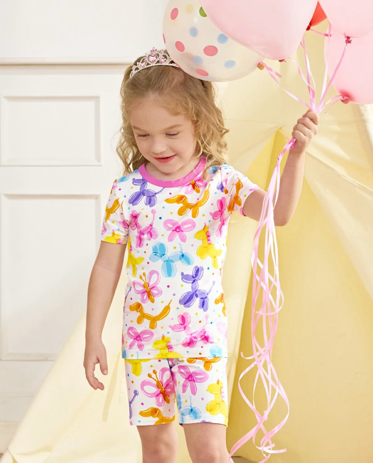 Balloon Parade Short Two-Piece Pajama Set, balloon parade bamboo short two piece pjs lifestyle 07