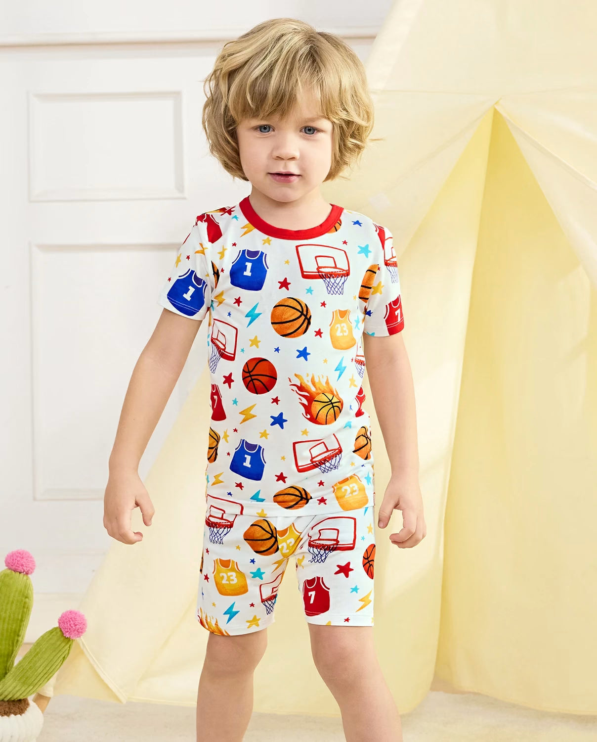 Basketball Dreams Short Two-Piece Pajama Set, lifestyle view 3