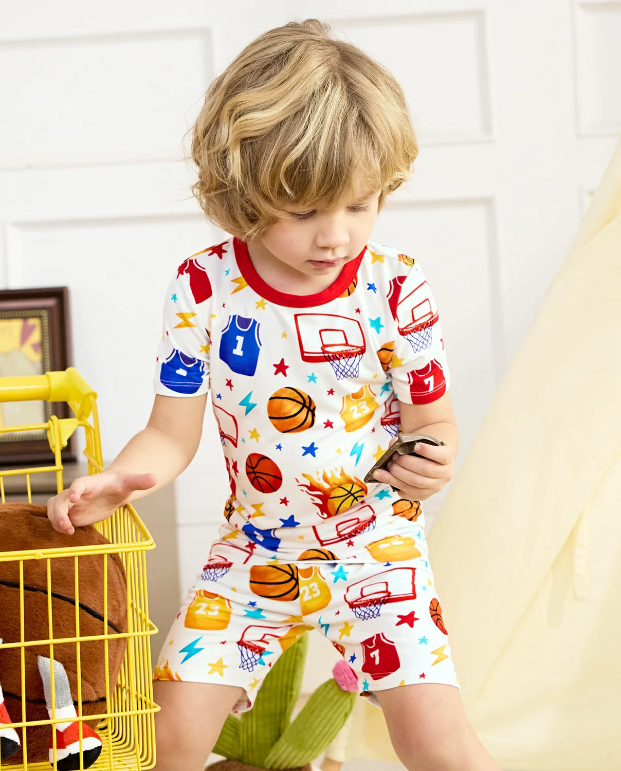 Basketball Dreams Short Two-Piece Pajama Set, lifestyle view 7