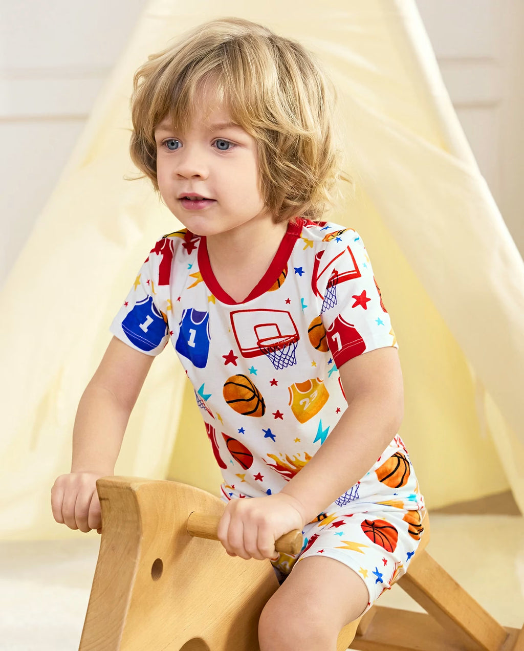Basketball Dreams Short Two-Piece Pajama Set, lifestyle view 9