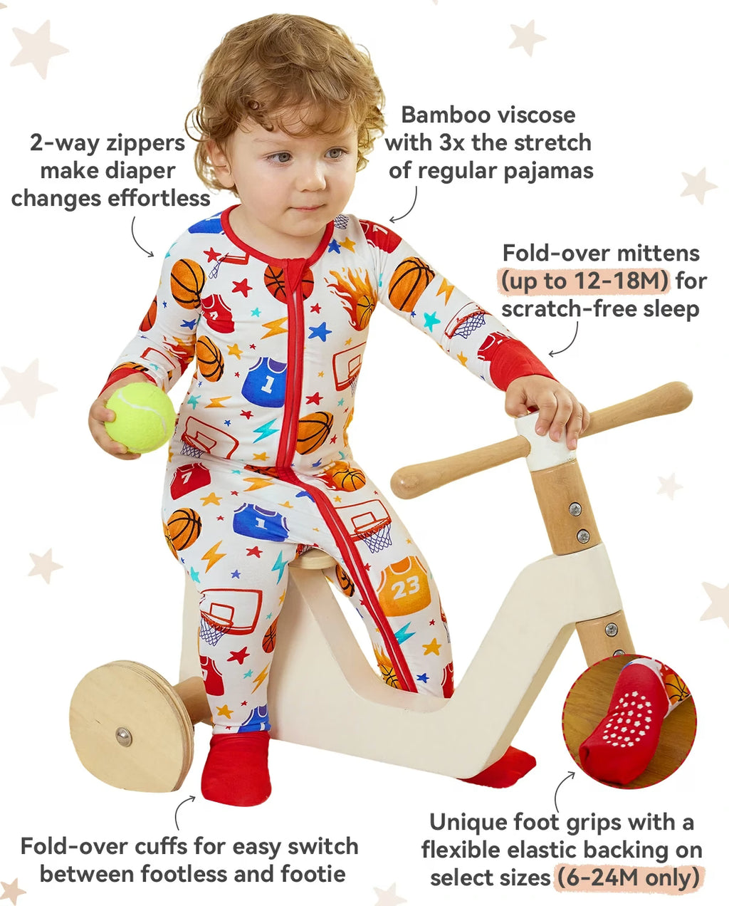 Basketball Dreams Bamboo Zippy, lifestyle view 3