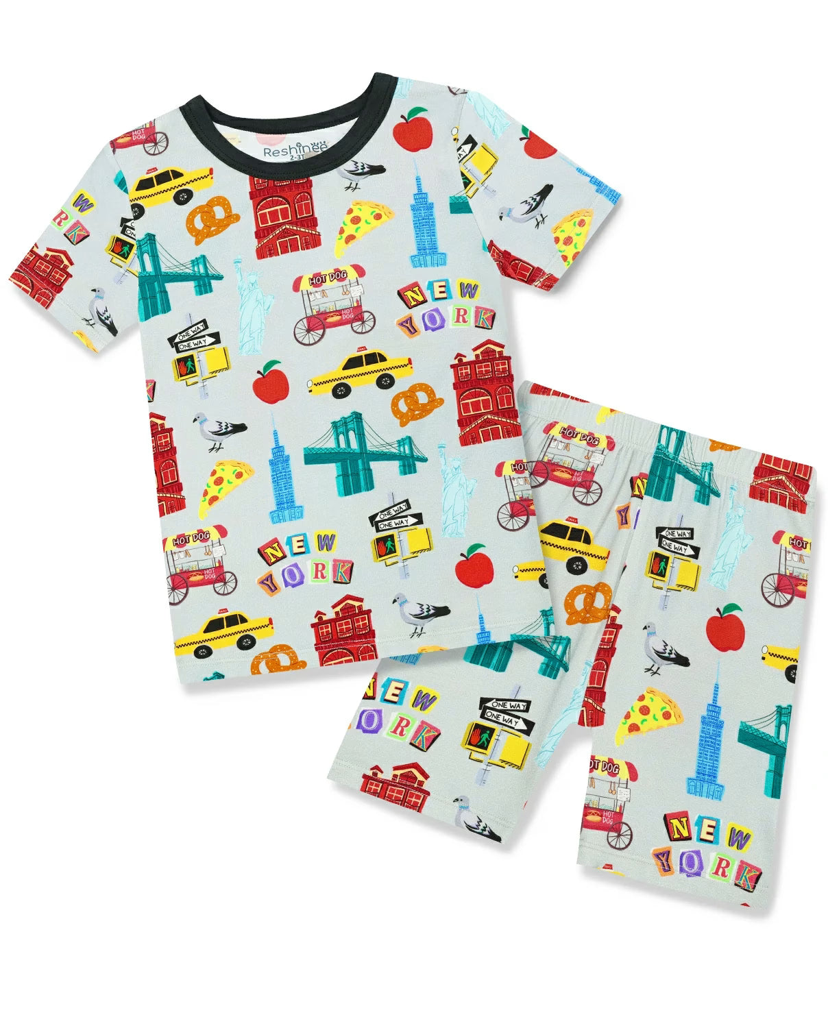 Big Apple Short Two-Piece Pajama Set, big apple bamboo short two piece pajama set main
