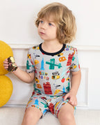 Big Apple Short Two-Piece Pajama Set, big apple bamboo short two piece pjs lifestyle 06