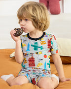 Big Apple Short Two-Piece Pajama Set, big apple bamboo short two piece pjs lifestyle 09