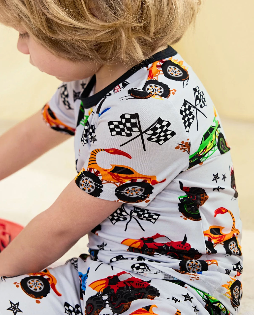 Big Wheels Short Two-Piece Pajama Set, big wheels bamboo short two piece pjs lifestyle 06