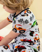 Big Wheels Short Two-Piece Pajama Set, big wheels bamboo short two piece pjs lifestyle 06